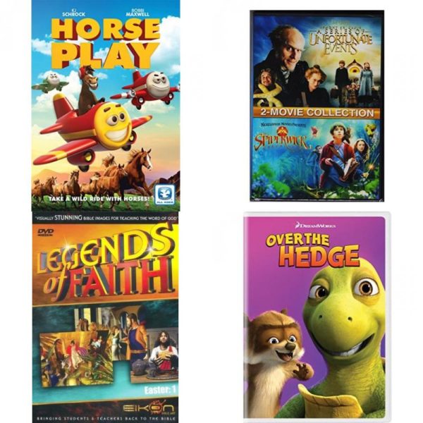 DVD Children's Movies 4 Pack Fun Gift Bundle: Horseplay, Lemony Snicket's A Series of Unfortunate Events / The Spiderwick Chronicles, -Legends Of Faith V 6: Easter 1, Over the Hedge