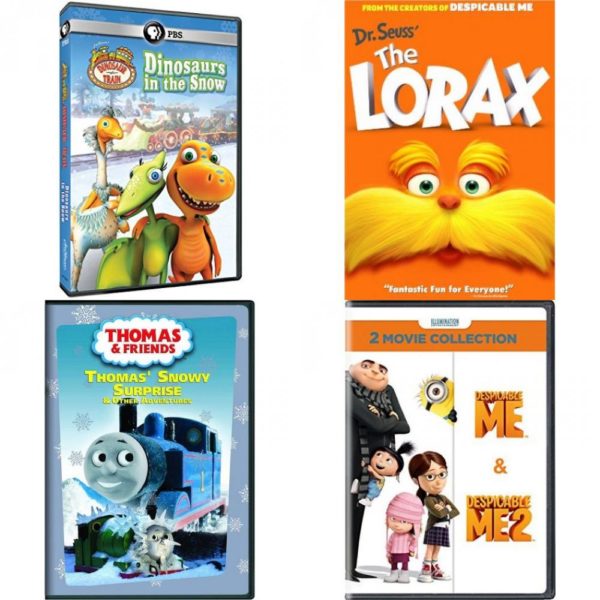 DVD Children's Movies 4 Pack Fun Gift Bundle: Dinosaur Train: Dinosaurs in the Snow, Dr. Seuss' The Lorax, Thomas & Friends - Thomas' Snow Surprise, Despicable Me: 2-Movie Collection