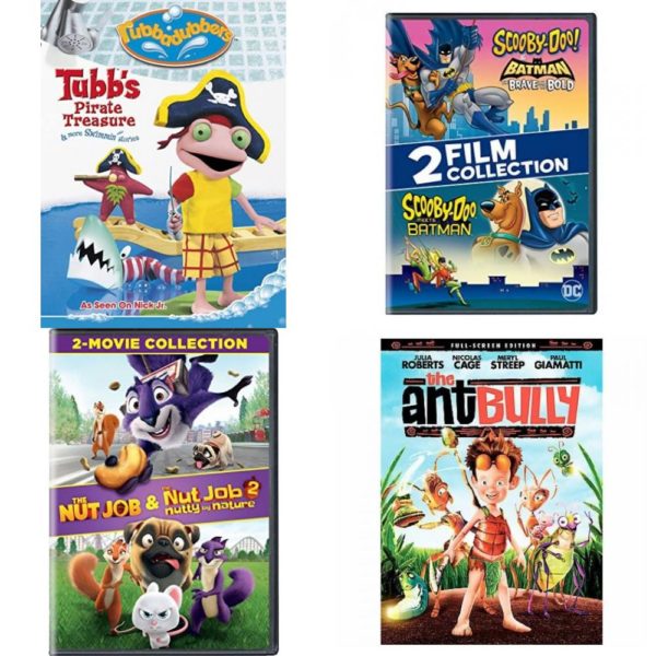 DVD Children's Movies 4 Pack Fun Gift Bundle: Tubb's Pirate Treasure and More Swimmin Stories, Scooby-Doo and Batman, The Nut Job / The Nut Job 2: Nutty by Nature 2-Movie Collection, THE ANT BULLY MOVIE