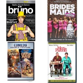 DVD Comedy Movies 4 Pack Fun Gift Bundle: Bruno  Bridesmaids  Comedy Double Feature: National Lampoon's Vacation / National Lampoon's European Vacation  Meet the Parents