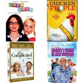 DVD Comedy Movies 4 Pack Fun Gift Bundle: Baby Mama Movie  Chicken People  It's Complicated  Diary of a Mad Black Woman Widescreen Edition