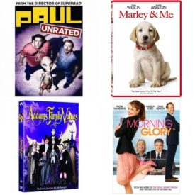 DVD Comedy Movies 4 Pack Fun Gift Bundle: PAUL-PAUL  Marley and Me Single-Disc Edition  Addams Family Values  Morning Glory