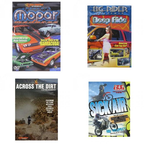 Auto, Truck & Cycle Extreme Stunts & Crashes 4 Pack Fun Gift DVD Bundle: Mopar Madness  Og Rider: Deep Ride  Across the Dirt: A Dirt Bike Documentary  Sick Air