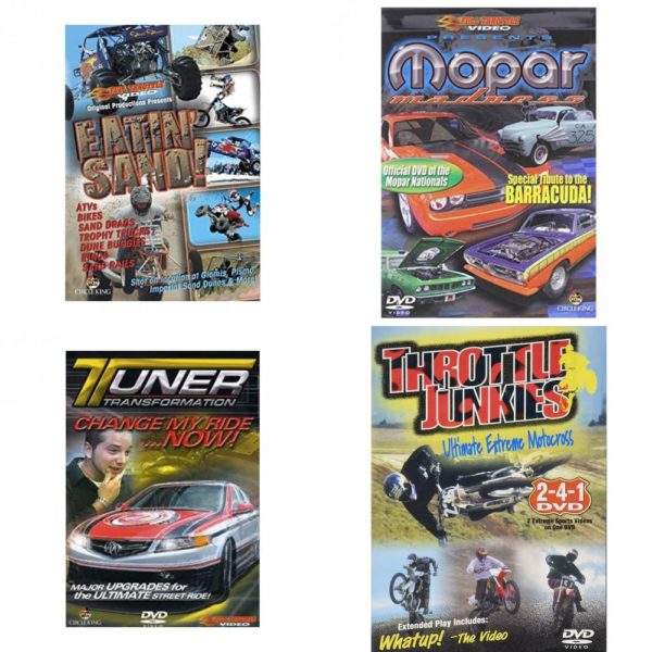 Auto, Truck & Cycle Extreme Stunts & Crashes 4 Pack Fun Gift DVD Bundle: Eatin Sand!  Mopar Madness  Tuner Transformation: Change My Ride Now  Throttle Junkies