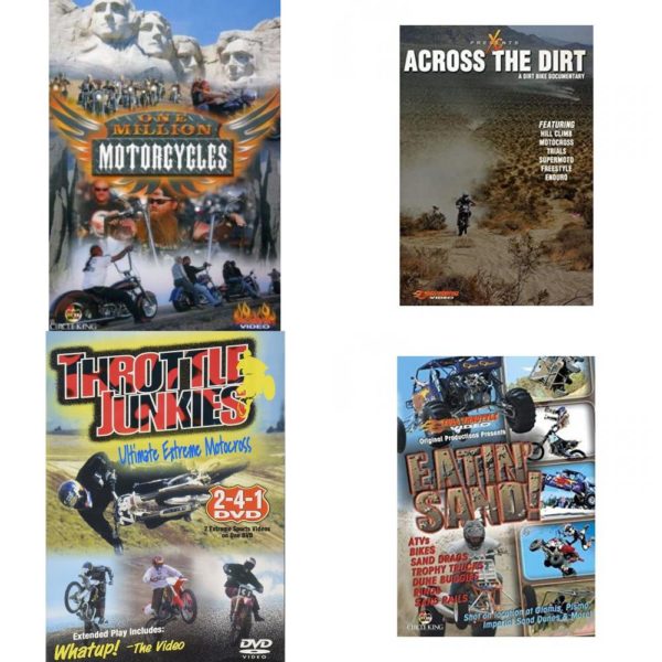 Auto, Truck & Cycle Extreme Stunts & Crashes 4 Pack Fun Gift DVD Bundle: One Million Motorcycles: Sturgis Rally  Across the Dirt: A Dirt Bike Documentary  Throttle Junkies  Eatin Sand!