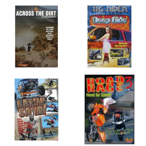 Auto, Truck & Cycle Extreme Stunts & Crashes 4 Pack Fun Gift DVD Bundle: Across the Dirt: A Dirt Bike Documentary  Og Rider: Deep Ride  Eatin Sand!  Road Rage Vol. 3 -  Need for Speed