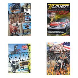 Auto, Truck & Cycle Extreme Stunts & Crashes 4 Pack Fun Gift DVD Bundle: Eatin Sand!  Tuner Transformation: Change My Ride Now  Sick Air  Americas Greatest Motorcycle Rallies