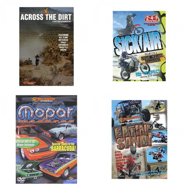 Auto, Truck & Cycle Extreme Stunts & Crashes 4 Pack Fun Gift DVD Bundle: Across the Dirt: A Dirt Bike Documentary  Sick Air  Mopar Madness  Eatin Sand!