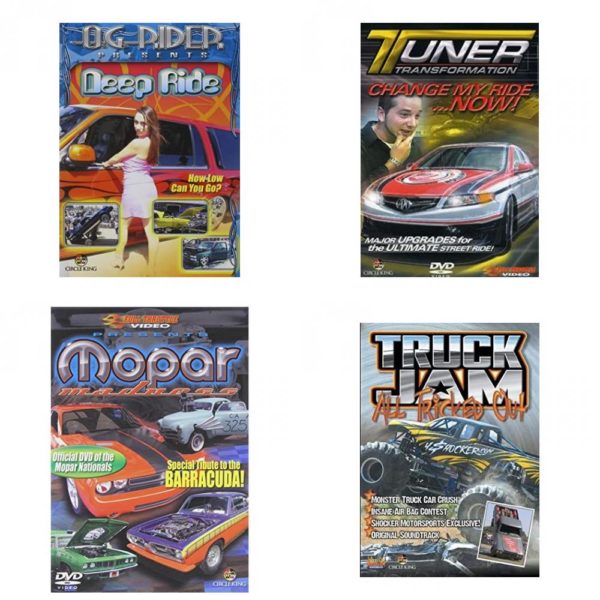 Auto, Truck & Cycle Extreme Stunts & Crashes 4 Pack Fun Gift DVD Bundle: Og Rider: Deep Ride  Tuner Transformation: Change My Ride Now  Mopar Madness  Truck Jam: All Tricked Out
