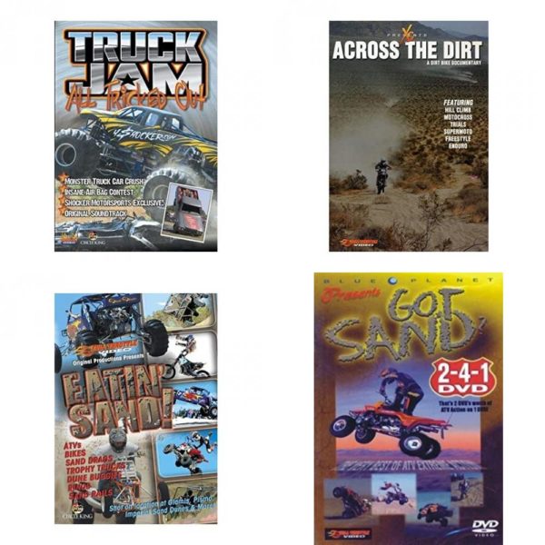 Auto, Truck & Cycle Extreme Stunts & Crashes 4 Pack Fun Gift DVD Bundle: Truck Jam: All Tricked Out  Across the Dirt: A Dirt Bike Documentary  Eatin Sand!  Got Sand? by Blue Planet