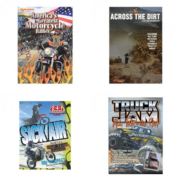 Auto, Truck & Cycle Extreme Stunts & Crashes 4 Pack Fun Gift DVD Bundle: Americas Greatest Motorcycle Rallies  Across the Dirt: A Dirt Bike Documentary  Sick Air  Truck Jam: All Tricked Out