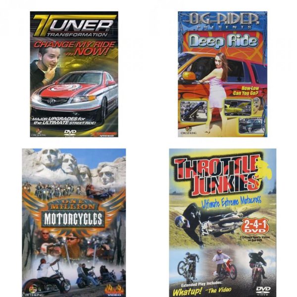 Auto, Truck & Cycle Extreme Stunts & Crashes 4 Pack Fun Gift DVD Bundle: Tuner Transformation: Change My Ride Now  Og Rider: Deep Ride  One Million Motorcycles: Sturgis Rally  Throttle Junkies