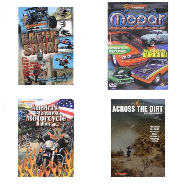 Auto, Truck & Cycle Extreme Stunts & Crashes 4 Pack Fun Gift DVD Bundle: Eatin Sand!  Mopar Madness  Americas Greatest Motorcycle Rallies  Across the Dirt: A Dirt Bike Documentary