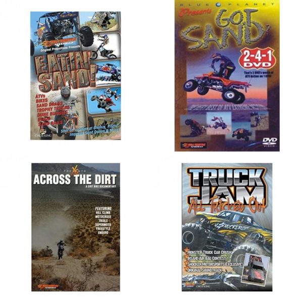 Auto, Truck & Cycle Extreme Stunts & Crashes 4 Pack Fun Gift DVD Bundle: Eatin Sand!  Got Sand? by Blue Planet  Across the Dirt: A Dirt Bike Documentary  Truck Jam: All Tricked Out