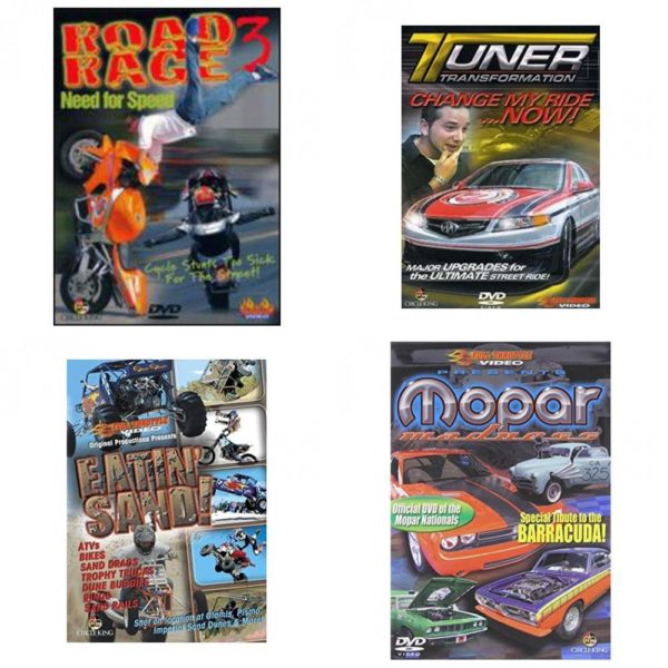 Auto, Truck & Cycle Extreme Stunts & Crashes 4 Pack Fun Gift DVD Bundle: Road Rage Vol. 3 -  Need for Speed  Tuner Transformation: Change My Ride Now  Eatin Sand!  Mopar Madness