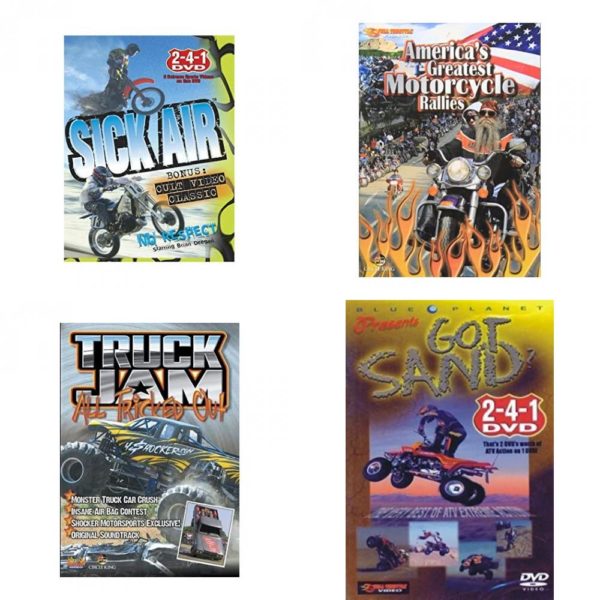 Auto, Truck & Cycle Extreme Stunts & Crashes 4 Pack Fun Gift DVD Bundle: Sick Air  Americas Greatest Motorcycle Rallies  Truck Jam: All Tricked Out  Got Sand? by Blue Planet