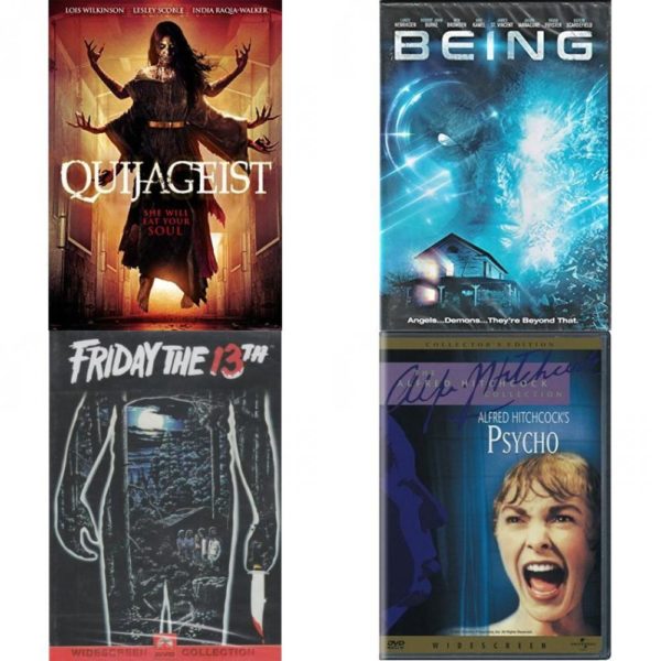 DVD Horror Movies 4 Pack Fun Gift Bundle: Ouijageist  Being  Friday the 13th Widescreen  Psycho 1960