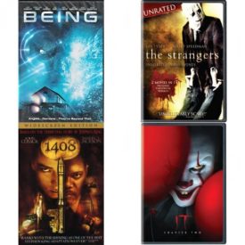 DVD Horror Movies 4 Pack Fun Gift Bundle: Being  The Strangers  1408 Widescreen Edition  It Chapter Two