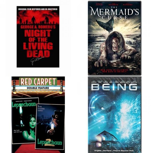 DVD Horror Movies 4 Pack Fun Gift Bundle: Night of the Living Dead  The Mermaid's Curse  Red Carpet Double Feature: Leprechaun / Leprechaun 2  Being