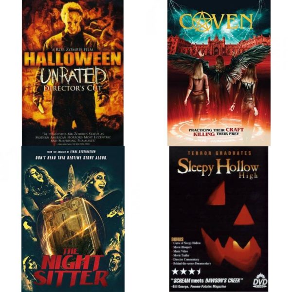 DVD Horror Movies 4 Pack Fun Gift Bundle: Halloween Unrated Directors Cut  Coven  The Night Sitter  Sleepy Hollow High