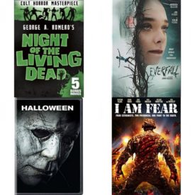 DVD Horror Movies 4 Pack Fun Gift Bundle: Night of the Living Dead: Includes 5 Bonus Films  Everfall  Halloween  I Am Fear