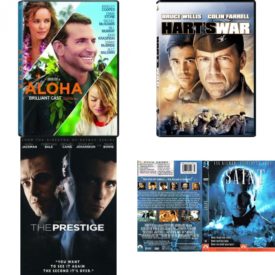 DVD Assorted Movies 4 Pack Fun Gift Bundle: Aloha, Harts War, The Prestige, The Saint Movie