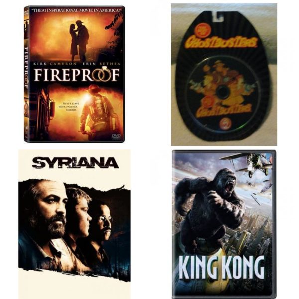 DVD Assorted Movies 4 Pack Fun Gift Bundle: Fireproof, The Best of Ghostbusters, Syriana, King Kong Full Screen Edition