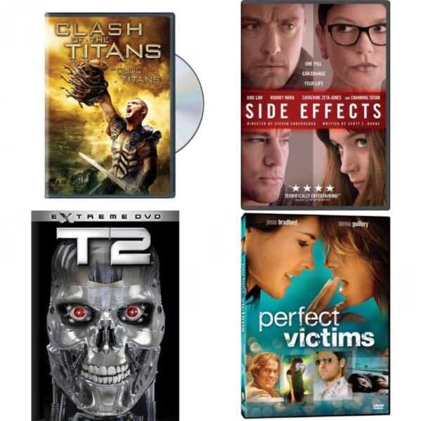 DVD Assorted Movies 4 Pack Fun Gift Bundle: Clash Of The Titans, Side Effects, Terminator 2: Judgment Day, Perfect Victims