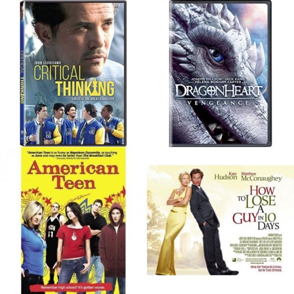 DVD Assorted Movies 4 Pack Fun Gift Bundle: CRITICAL THINKING, Dragonheart: Vengeance, American Teen, How to Lose a Guy in 10 Days