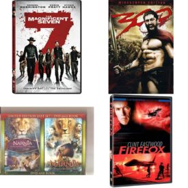 DVD Assorted Movies 4 Pack Fun Gift Bundle: The Magnificent Seven, 300, The Chronicles Of Narnia: The Voyage Of The Dawn Treader, Firefox
