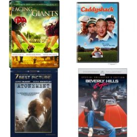 DVD Assorted Movies 4 Pack Fun Gift Bundle: Facing the Giants, Caddyshack, Atonement, Beverly Hills Cop