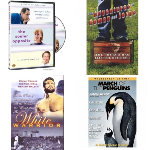 DVD Assorted Movies 4 Pack Fun Gift Bundle: The Souler Opposite, The Adventures of Roman & Jorge, White Warrior, MARCH OF THE PENGUINS
