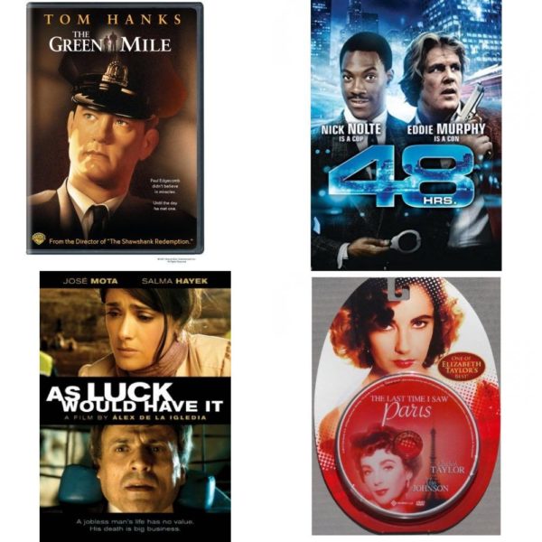 DVD Assorted Movies 4 Pack Fun Gift Bundle: The Green Mile, 48 Hrs., As Luck Would Have It, The Last Time I Saw Paris