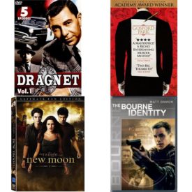 DVD Assorted Movies 4 Pack Fun Gift Bundle: Dragnet, Vol. 1, Gosford Park, The Twilight Saga: New Moon, The Bourne Identity
