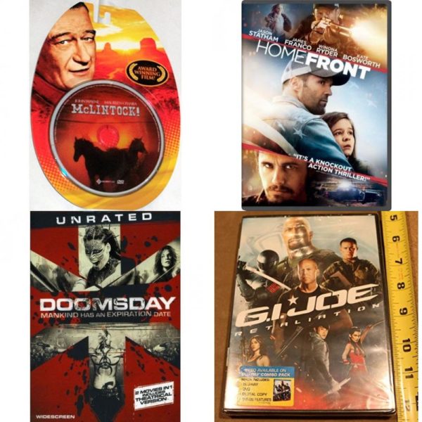 DVD Assorted Movies 4 Pack Fun Gift Bundle: McLintock!, Homefront, Doomsday, GI JOE-RETALIATION