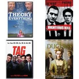 DVD Assorted Movies 4 Pack Fun Gift Bundle: Theory of Everything, Righteous Kill, Tag, The Duchess