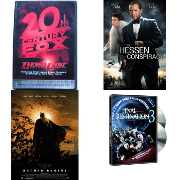 DVD Assorted Movies 4 Pack Fun Gift Bundle: 20th Century Fox Demo Disc 3 - DareDevil, X2 & Much More!, The Hessen Affair, BATMAN BEGINS, Final Destination 3