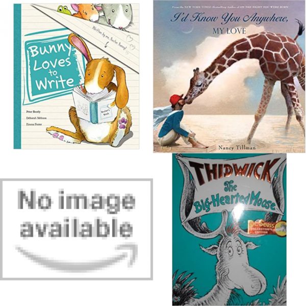 Children's Fun & Educational 4 Pack Hardcover Book Bundle (Ages 3-5): Bunny Loves To Write Picture Book, Id Know You Anywhere, My Love, Jonah and the Whale and Other Bible Stories, Thidwick the Big-Hearted Moose