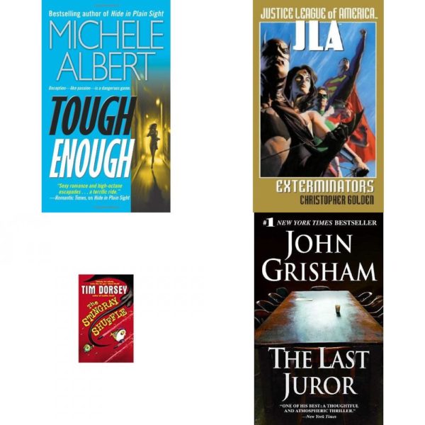 Assorted Novels Paperback Book Bundle (4 Pack): Tough Enough Mass Market Paperback, Exterminators Justice League of America Mass Market Paperback, The Stingray Shuffle Serge Storms Mass Market Paperback, The Last Juror Mass Market Paperback