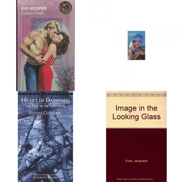 Assorted Romance Paperback Book Bundle (4 Pack): OUTLAW DEREK Loveswept No 256 Mass Market Paperback, Time After Time Loveswept #149 Mass Market Paperback, Heart of Darkness and The Secret Sharer Bantam Classic Mass Market Paperback, Image in the Looking Glass Serenade/Saga Mass Market Paperback