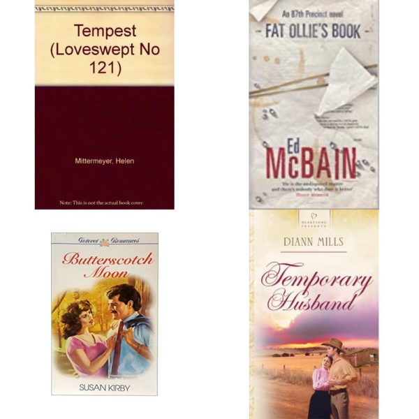 Assorted Romance Paperback Book Bundle (4 Pack): Tempest Loveswept No 121 Mass Market Paperback, Fat Ollies Book Mass Market Paperback, Through a Glass Darkly Mass Market Paperback, Temporary Husband Nebraska Legacy Series #2 Heartsong Presents #572 Mass Market Paperback