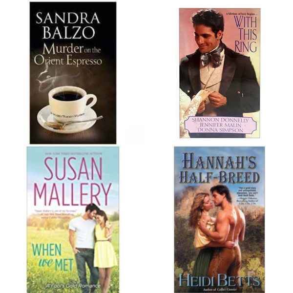 Assorted Romance Paperback Book Bundle (4 Pack): MURDER ON THE ORIENT ESPRESSO Mass Market Paperback, With This Ring Mass Market Paperback, When We Met Fools Gold Book 15 Mass Market Paperback, Hannahs Half-Breed Mass Market Paperback