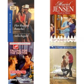 Assorted Harlequin Romance Paperback Book Bundle (4 Pack): Her Rugged Rancher Men of the West Mass Market Paperback, Trust a Hero Paperback, Falling for the Doctor Paperback, A Brevia Beginning Harlequin Special Edition Mass Market Paperback