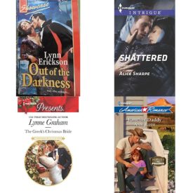 Assorted Harlequin Romance Paperback Book Bundle (4 Pack): Out of the Darkness Mass Market Paperback, Shattered The Rescuers Mass Market Paperback, The Greeks Christmas Bride: A Classic Christmas Romance Christmas with a Tycoon Mass Market Paperback, Rancher Daddy Saddlers Prairie #1390 Mass Market Paperback