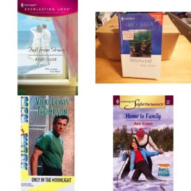 Assorted Harlequin Romance Paperback Book Bundle (4 Pack): Fall From Grace Mass Market Paperback, Whirlwind Family Saga Paperback, Only in the Moonlight Men at Work: Magnificent Men #42 Mass Market Paperback, Home to Family: Heart of the Rockies Harlequin Superromance No. 1262 Paperback