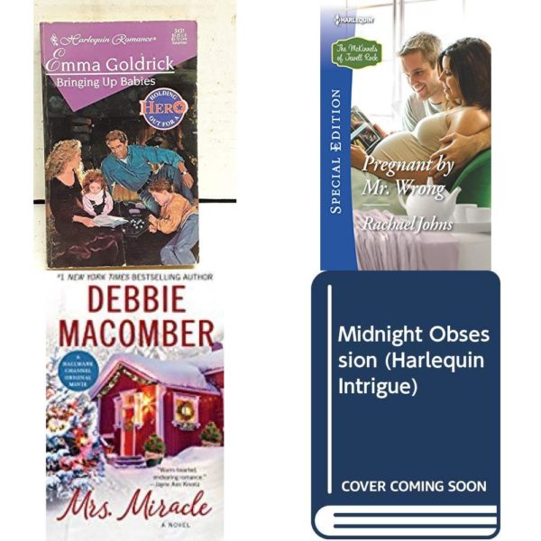 Assorted Harlequin Romance Paperback Book Bundle (4 Pack): Bringing Up Babies Harlequin Romance, No 3431 Paperback, Pregnant by Mr. Wrong The McKinnels of Jewell Rock Mass Market Paperback, Mrs. Miracle Angels Paperback, Midnight Obsession Paperback