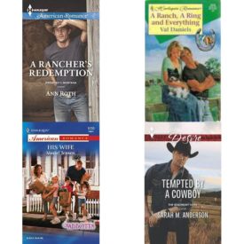 Assorted Harlequin Romance Paperback Book Bundle (4 Pack): A Ranchers Redemption Prosperity, Montana Mass Market Paperback, Ranch, A Ring And Everything Hitched! Paperback, His Wife Harlequin American Romance No. 1030 The Abbots Paperback, Tempted by a Cowboy The Beaumont Heirs, 2 Mass Market Paperback