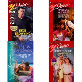 Assorted Silhouette Romance Paperback Book Bundle (4 Pack): Passionate G - Man Man Of Month/The Lawless Heirs Desire Paperback, Courtship in Granite Ridge Silhouette Desire, No 1128 Paperback, Honeymoon Hunt Silhouette Romance # 1803 Paperback, Beloved Sheikh Sons Of The Desert Silhouette Desire Mass Market Paperback