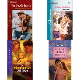 Assorted Silhouette Romance Paperback Book Bundle (4 Pack): The Daddy Search Silhouette Desire, 1253 Paperback, Finding Her Prince The Cinderella Conspiracy Silhouette Romance Mass Market Paperback, In Protective Custody Silhouette Intimate Moments Paperback, A Fathers Vow Montana Mavericks Paperback