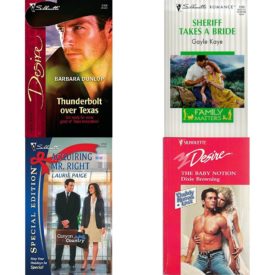 Assorted Silhouette Romance Paperback Book Bundle (4 Pack): Thunderbolt Over Texas Harlequin Desire Mass Market Paperback, Sheriff Takes a Bride Silhouette Romance Mass Market Paperback, Acquiring Mr. Right Canyon Country Paperback, Baby Notion Daddy Knows Last Silhouette Desire Paperback